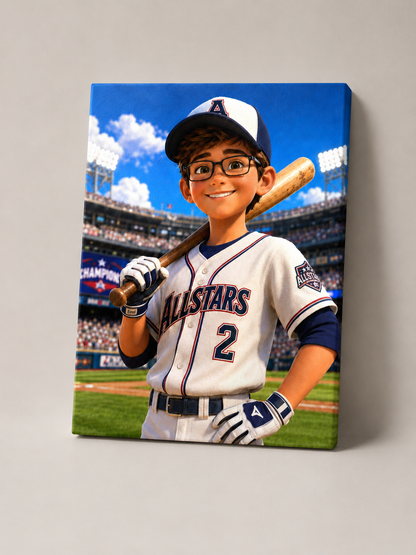 Baseball Champion Boy Customize Canvas