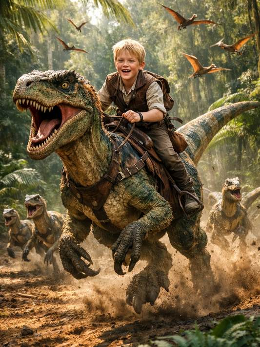Personalized Dino Rider Boy Canvas