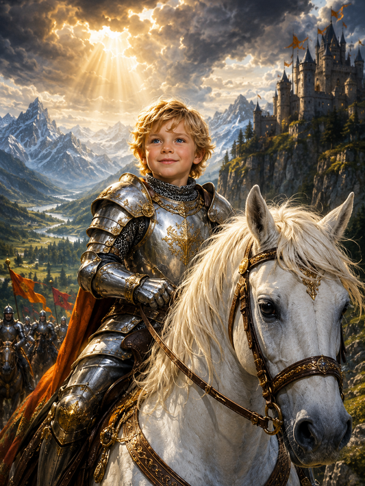 The Horse Knight Boy Personalized Canvas