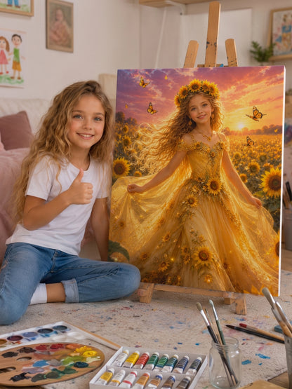 Sunflower Princess Personalized Canvas