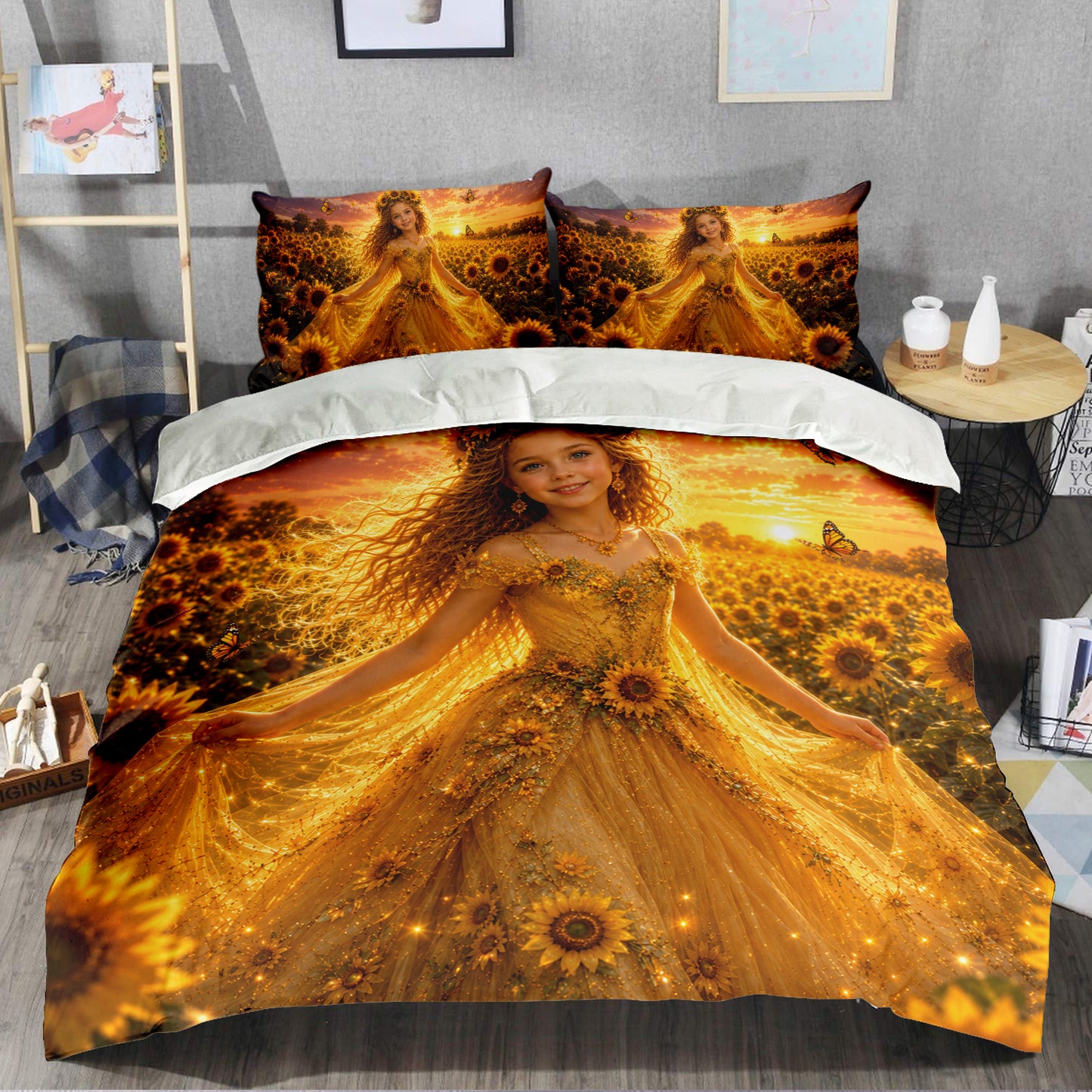 Sunflower Princess Personalized Bedding Set