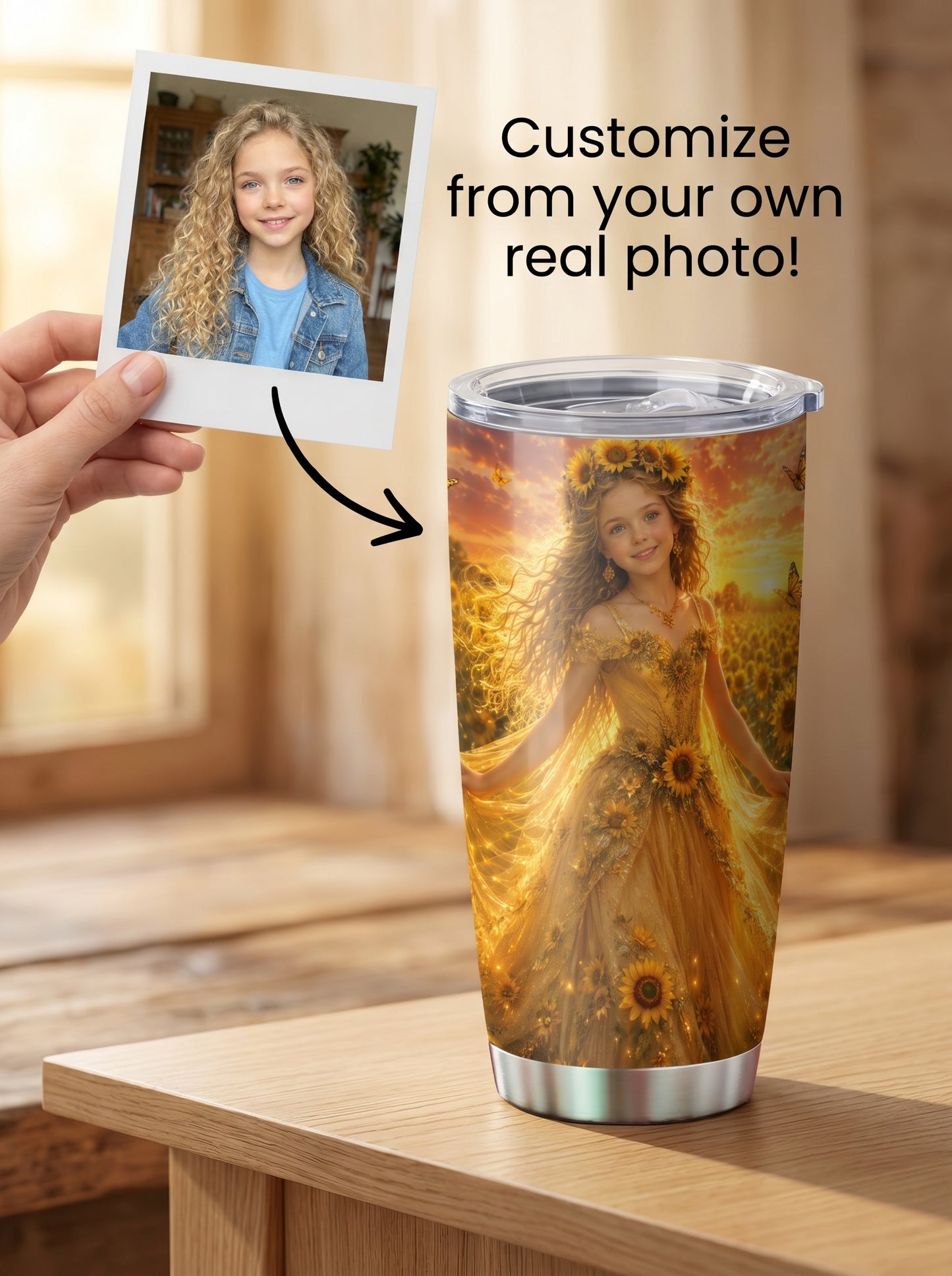 Sunflower Princess Personalized Insulated Stainless Steel Tumbler