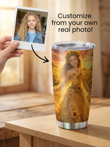 Sunflower Princess Personalized Insulated Stainless Steel Tumbler