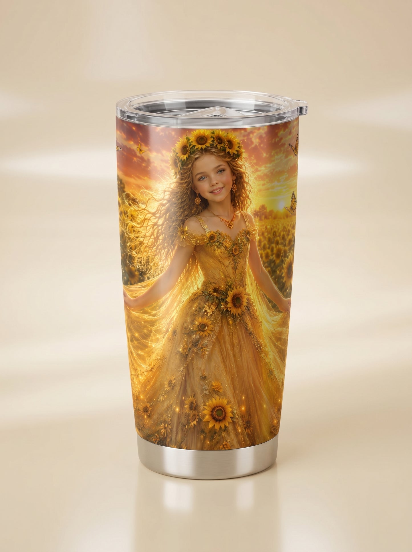 Sunflower Princess Personalized Insulated Stainless Steel Tumbler