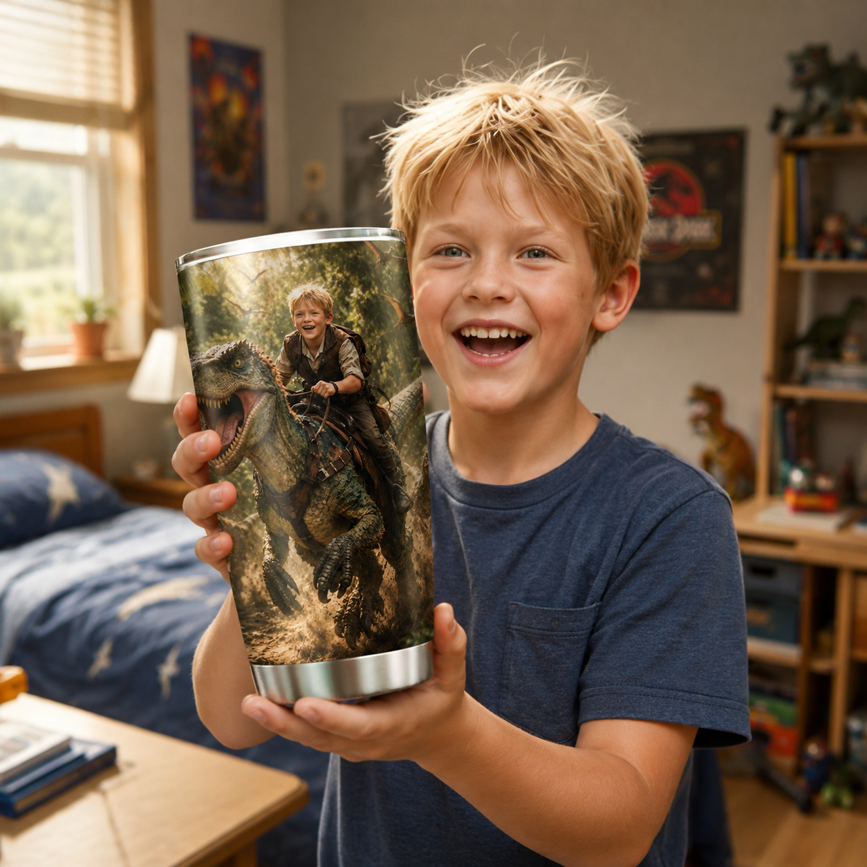 Dino Boy Personalized Insulated Stainless Steel Tumbler