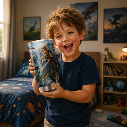 Dragon Rider Boy Personalized Insulated Stainless Steel Tumbler