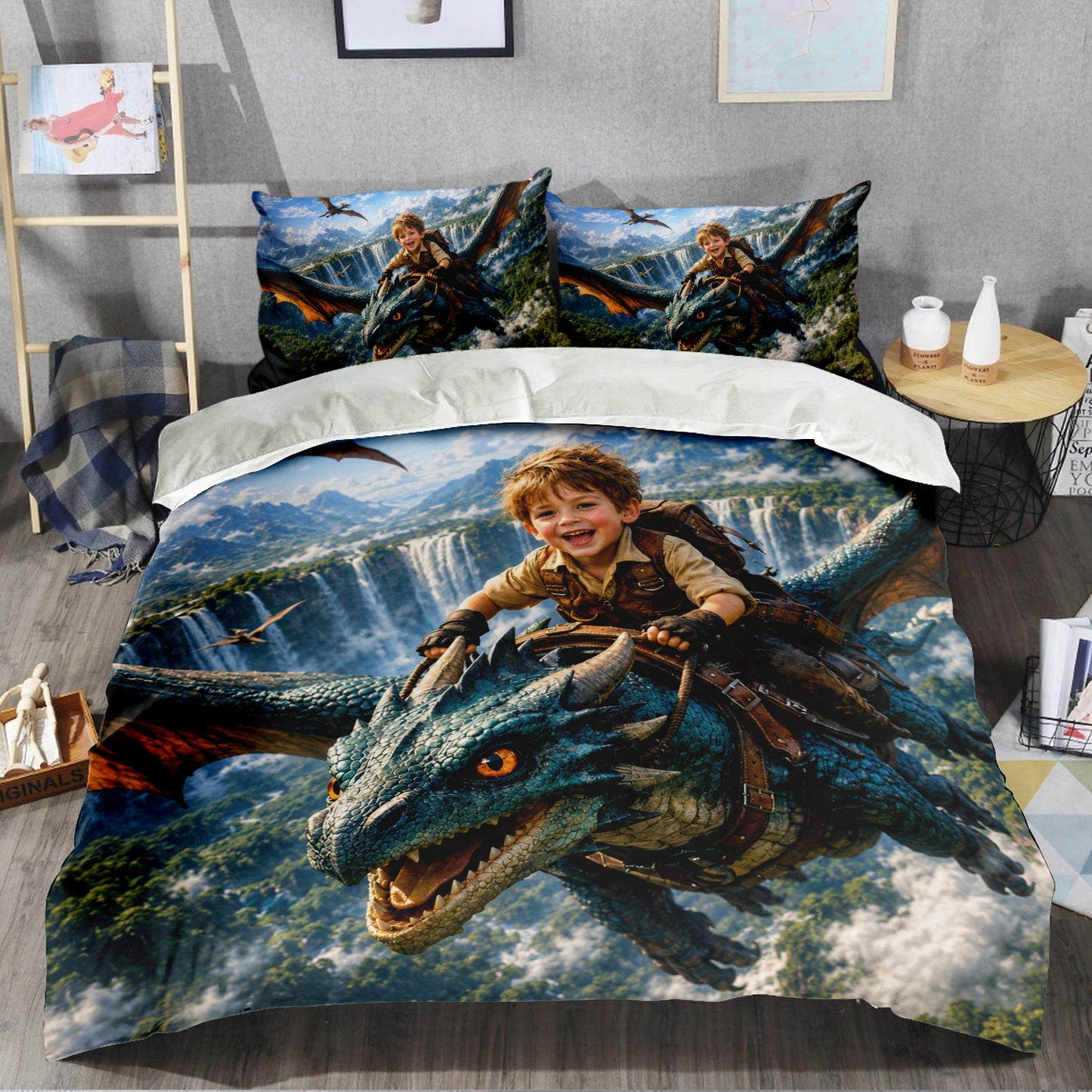 Dragon Rider Boy Personalized Bedding Set
