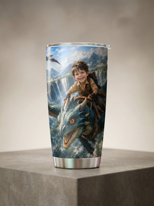 Dragon Rider Boy Personalized Insulated Stainless Steel Tumbler
