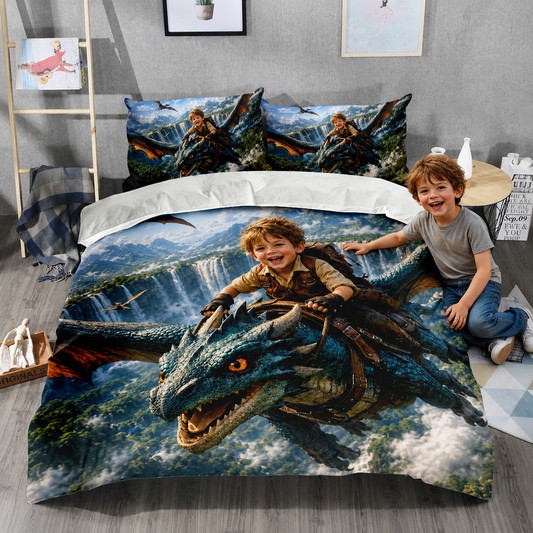 Dragon Rider Boy Personalized Bedding Set
