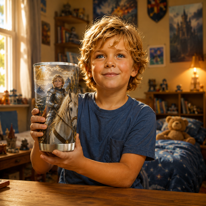 The Horse Knight Boy Personalized Insulated Stainless Steel Tumbler