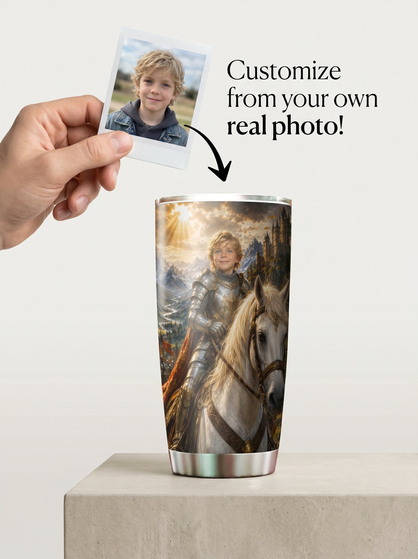 The Horse Knight Boy Personalized Insulated Stainless Steel Tumbler