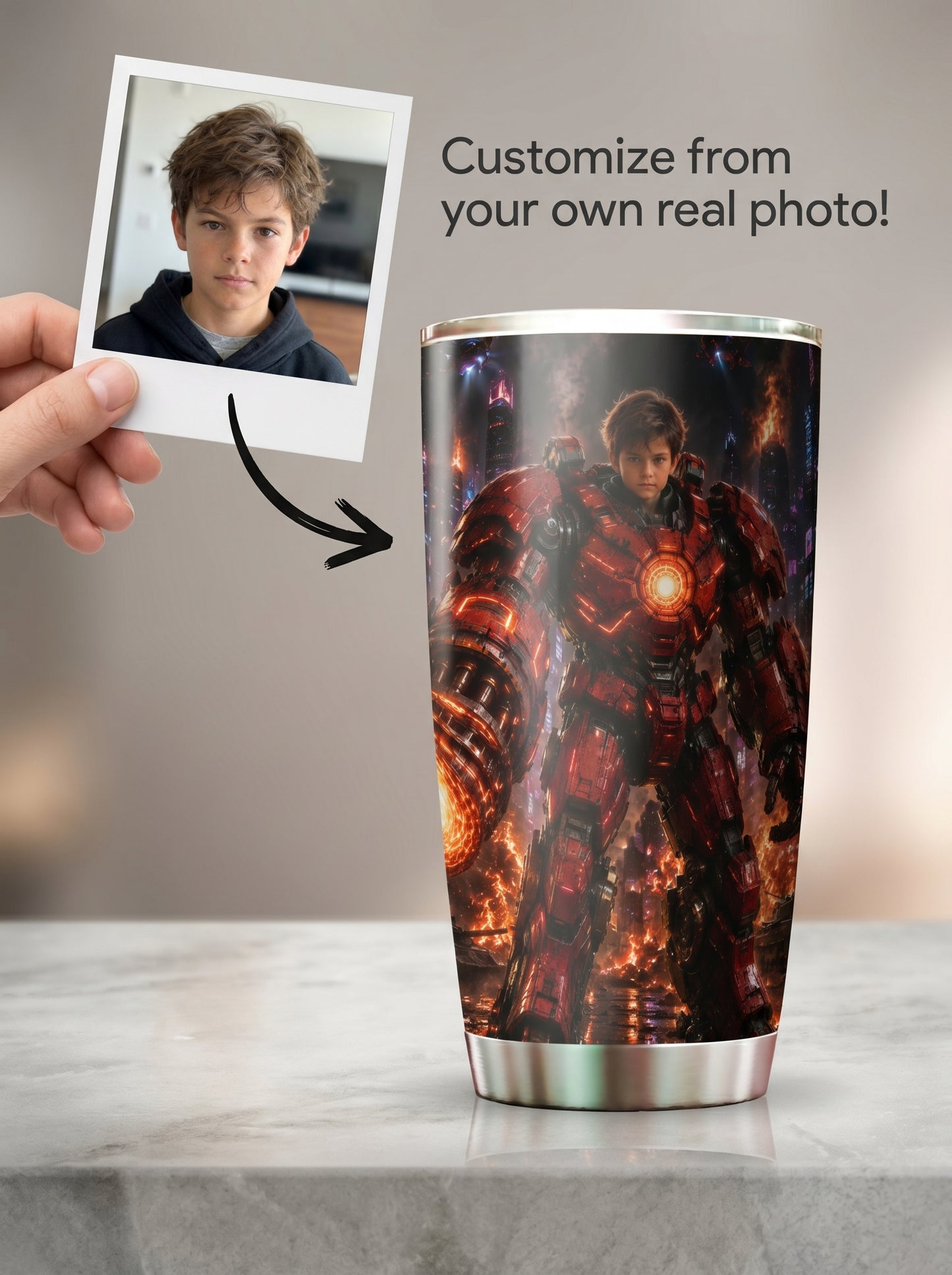 Iron Boy Personalized Insulated Stainless Steel Tumbler