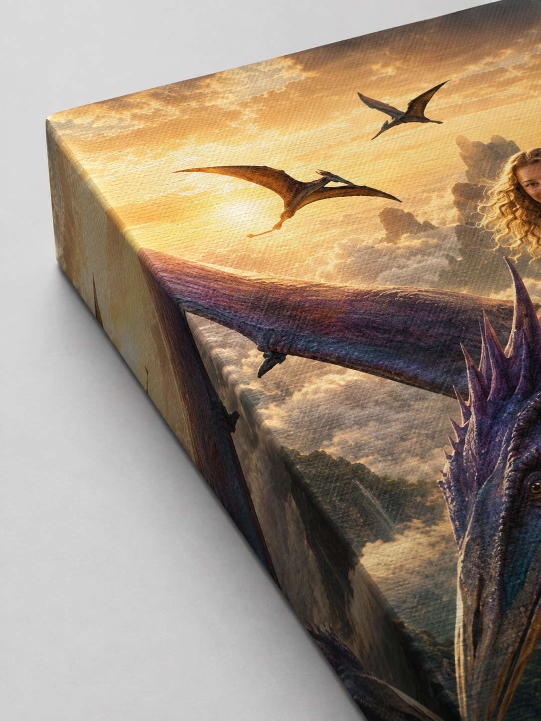 Flying Dino Girl Customize Canvas