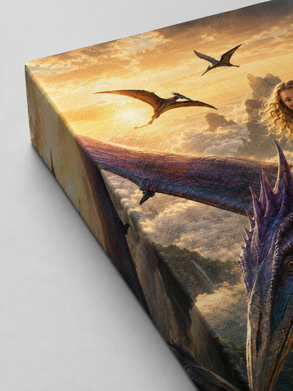 Flying Dino Girl Customize Canvas