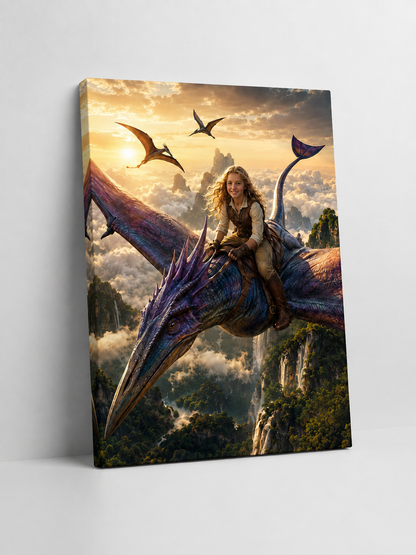 Flying Dino Girl Customize Canvas