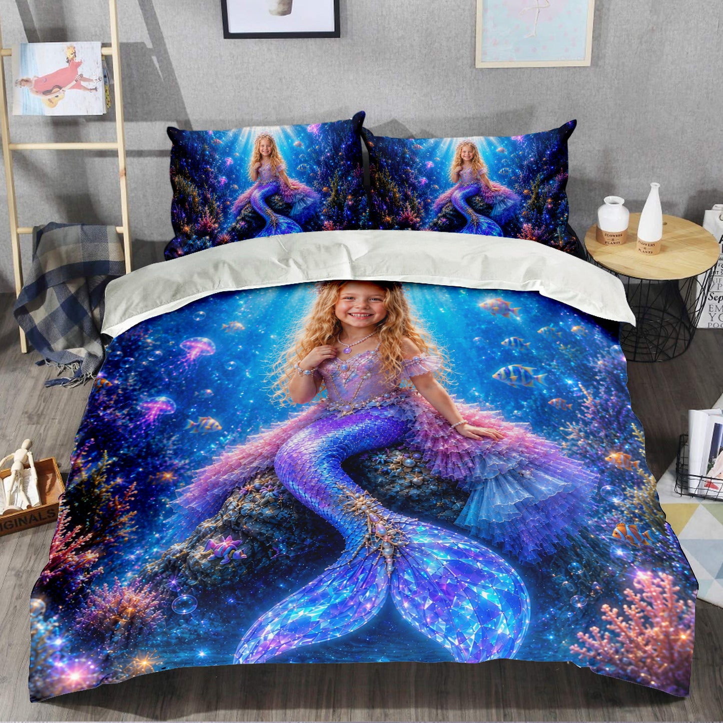 Mermaid Princess Personalized Bedding Set