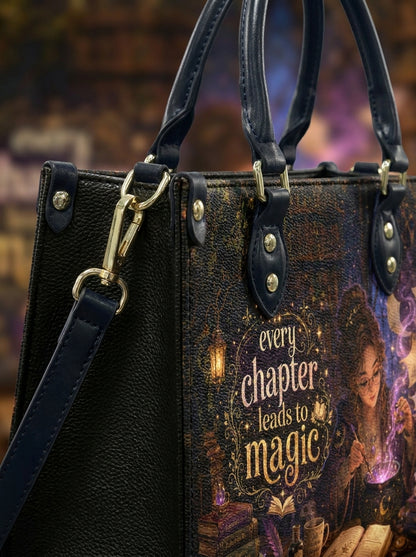 Custom Photo Leather Handbag - Personalized Book Lover Tote with Secure Zipper