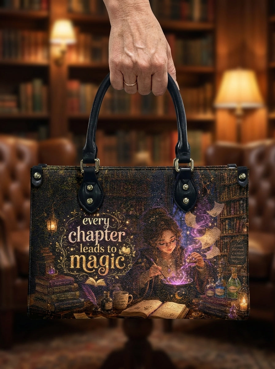 Custom Photo Leather Handbag - Personalized Book Lover Tote with Secure Zipper